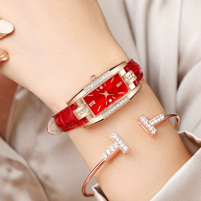 Elegant Women's Watch Simple Diamond Watch Niche Retro Student Green Watch Niche Women's Watch Simple Fashion Quartz Watch