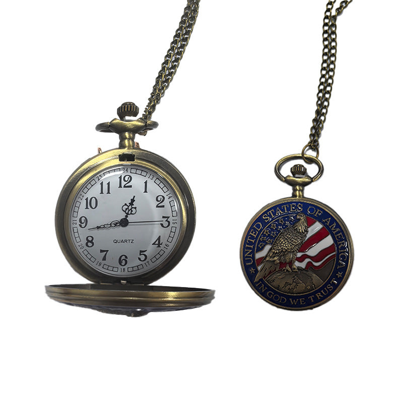 Vintage Flip Pocket Watch Classic Collection Gift for Men and Women Necklace Quartz Watch Large Numbers Elderly Hanging Watch Quartz Watch