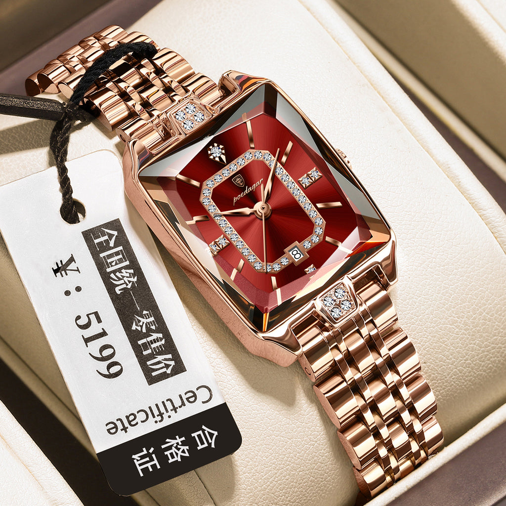 Swiss Brand Square Women's Watch New Luxury Waterproof Fashion Wristwatch Live Streaming Foreign Trade Hot Item Dropshipping