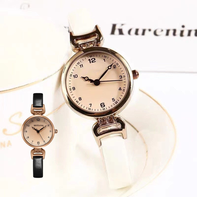 Retro Exam Watch for Women Students ins High-Value Light Luxury British Style Small Dial Women's Quartz Watch