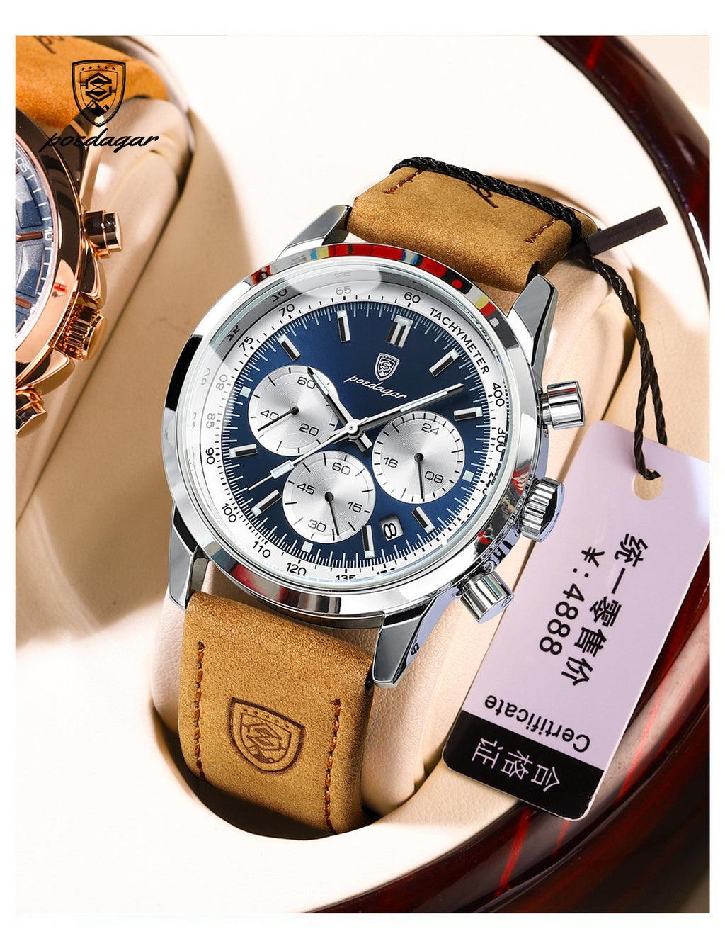 Swiss Brand New Men's Watch Leather Strap Multifunctional Quartz Wristwatch Live Streaming Export Hot Item Dropshipping