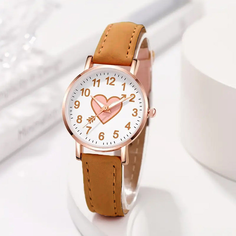 Internet Celebrity Cute Style Watch for Female Students Korean Version Simple Girlfriends Cute Heart Piercing Quartz Wristwatch Wholesale