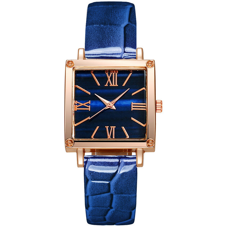 Women's Watch Fashionable Simple Square Leather Strap Quartz Watch Hot-Selling Retro High-End Roman Numeral Watch