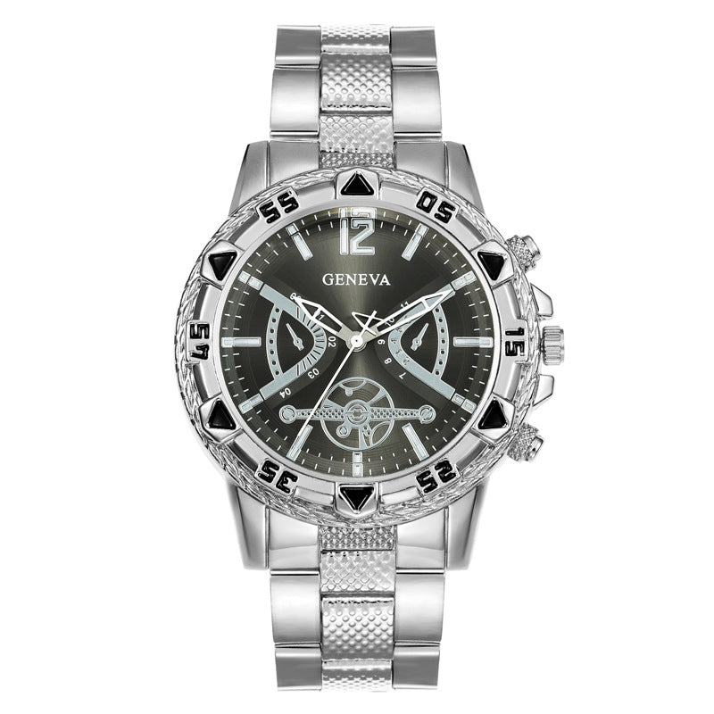 Southeast Asia Cross-Border Men's Watch Set Wholesale Steel Band Watch Men's Trendy Fashion Quartz Watch Men's Watch