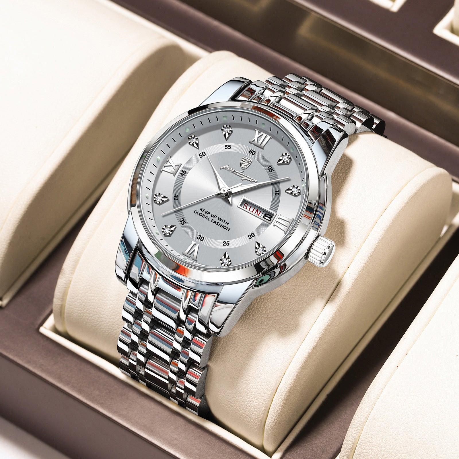 Swiss Brand Waterproof New Men's Watch Dual Calendar Luminous Quartz Watch Live Export Hot Item Dropshipping