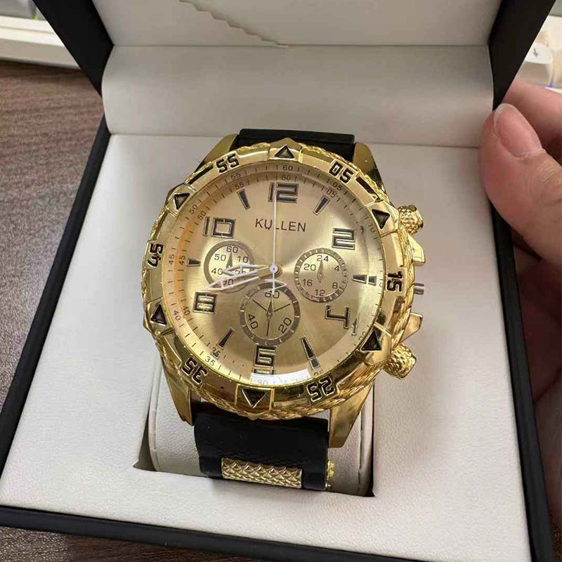 Cross-border Hot-Selling Men's Watches Wholesale Casual Silicone Strap Quartz Watches Fashion Men's Wristwatches Men's Watches