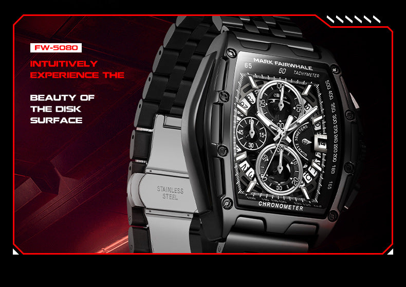 Mark Huafei Mark Fairwhale Brand multifunctional luminous chronograph skeleton hot-selling waterproof quartz watch