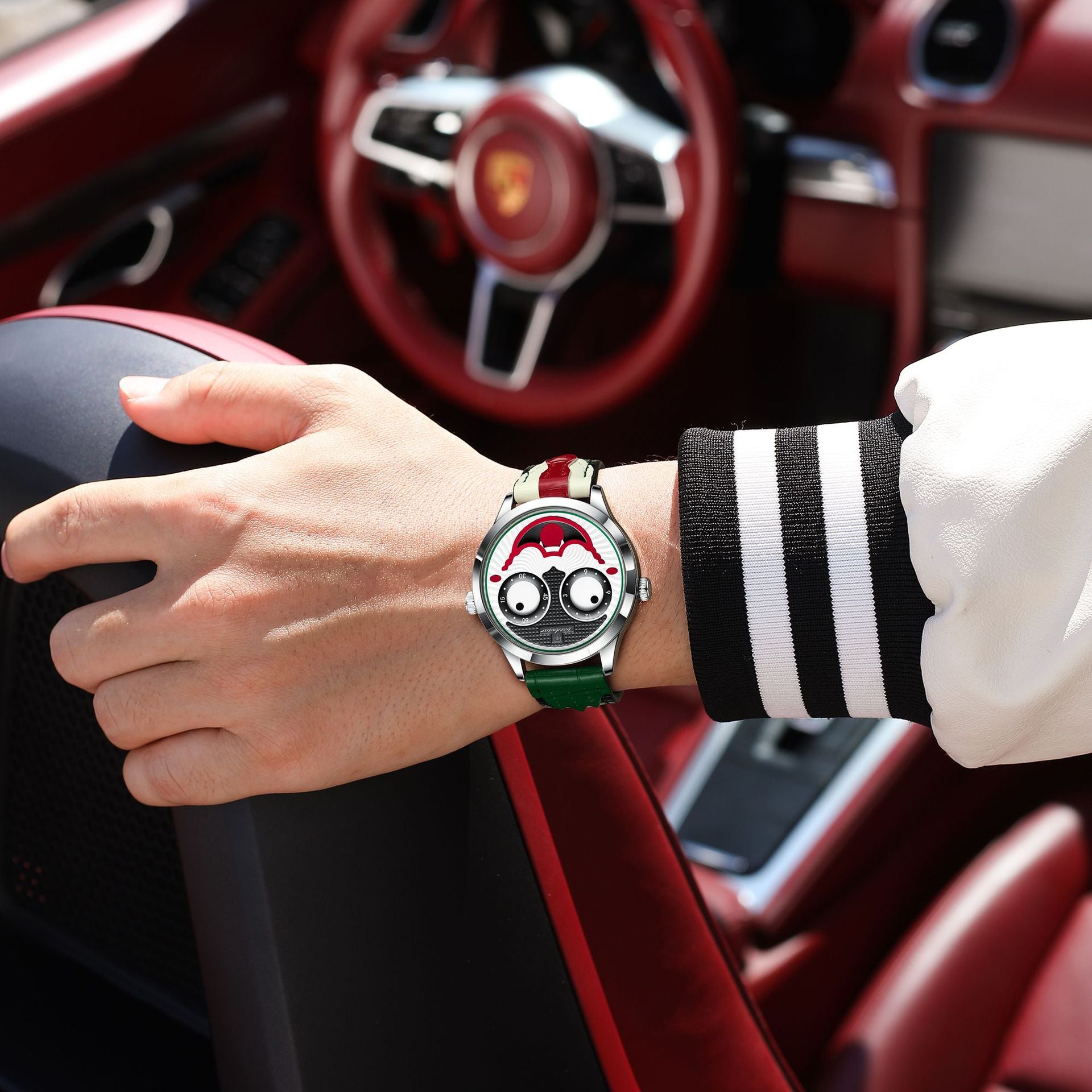 Swiss Brand Cross-Border Clown Men's Watch Fashion Waterproof Leather Strap Wristwatch Live Streaming Foreign Trade Hot Item One-Piece Dropshipping