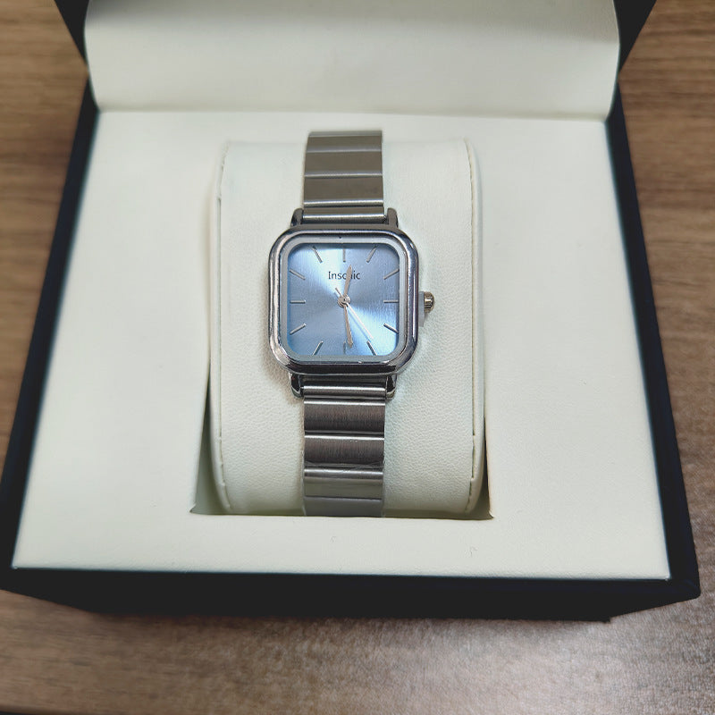 Cross-border Hot Selling Steel Strap Women's Watches Wholesale ins Women's Watch Girls Light Luxury Square Women's Watch Quartz Watch
