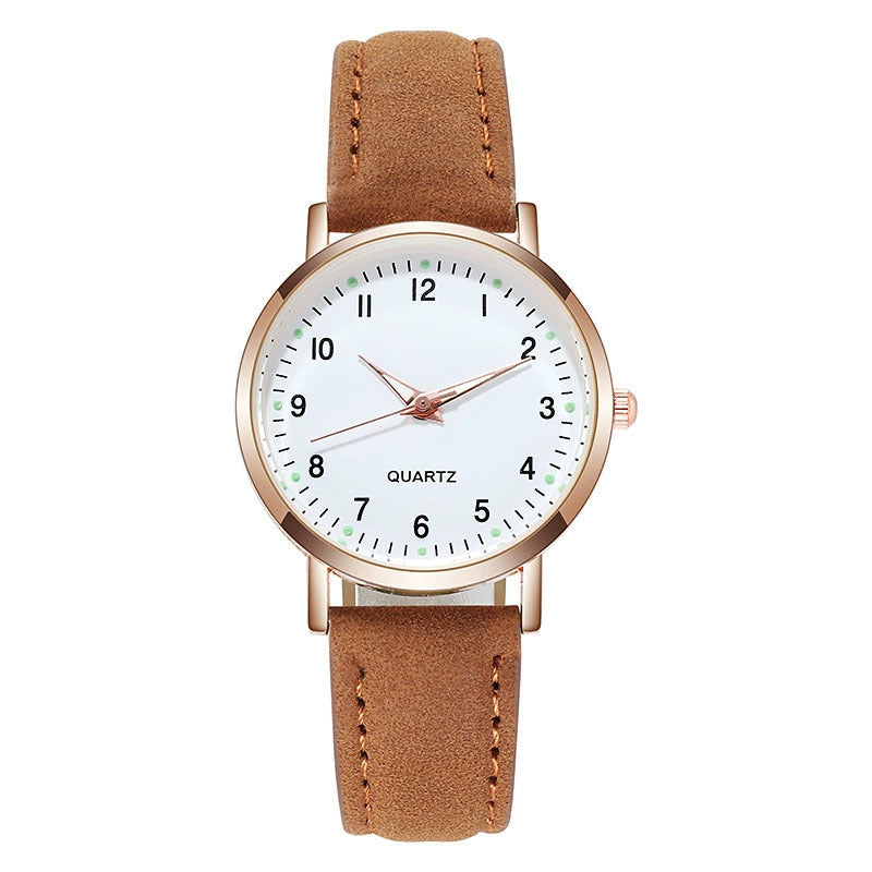 Cross-Border Simple Design Leather Strap Women's Watch High-End Feel Fresh Decorative Watch for Girls