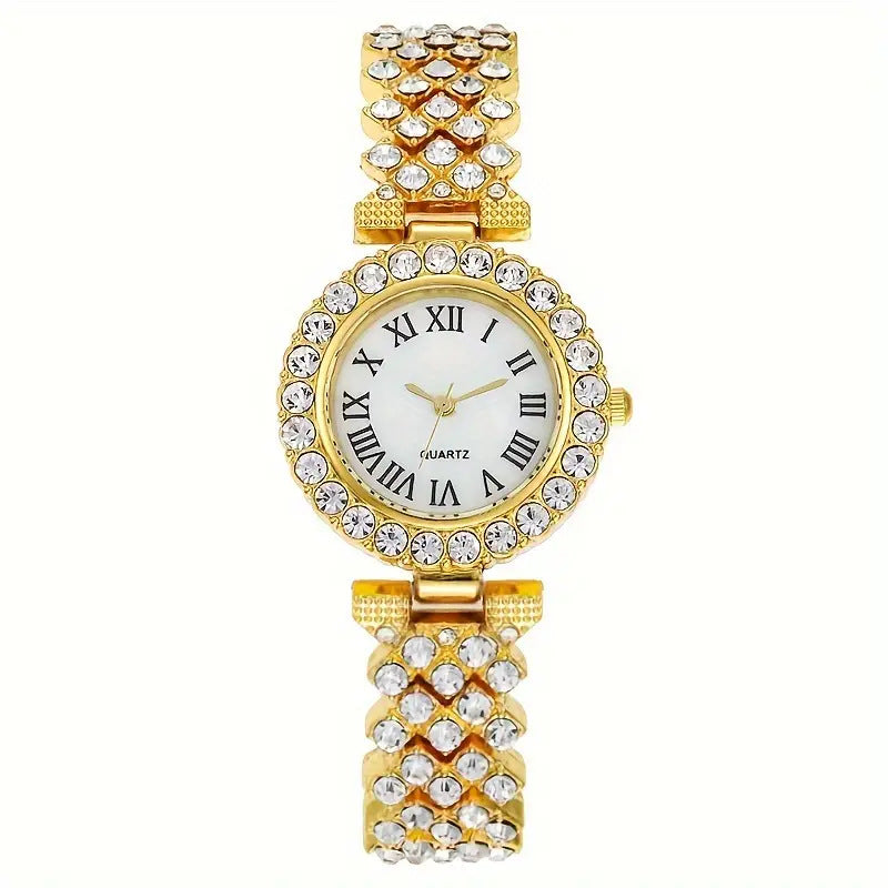 Cross-Border Hot-Selling Alloy Women's Bracelet Watch with Diamonds Trendy Decorative Watch Women's High-End Quartz Watch