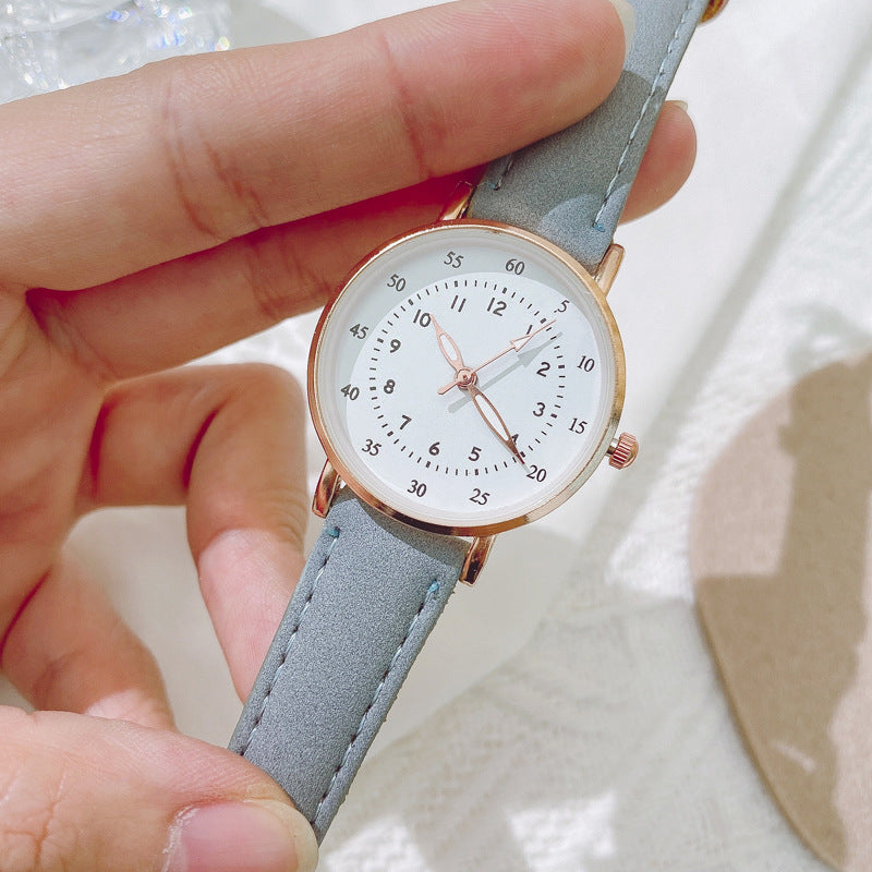 Cross-Border Hot-Selling Women's Fashion Simple Round Pointer High-End Versatile Fashion Watch Student Quartz Wristwatch