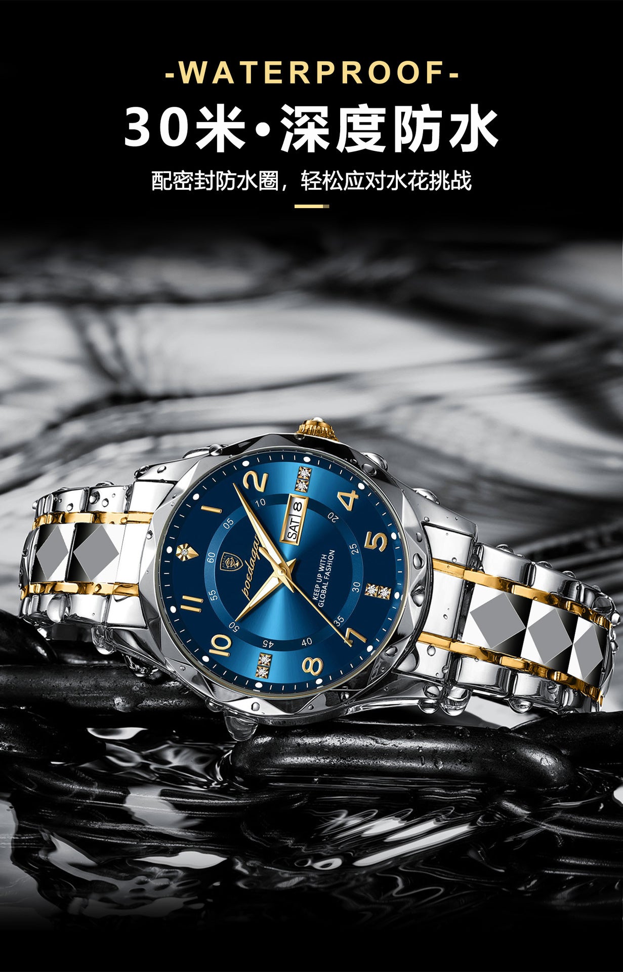 Swiss Brand New Men's Watch Luxury Waterproof Luminous Quartz Wristwatch Live Streaming Foreign Trade Hot Item Dropshipping