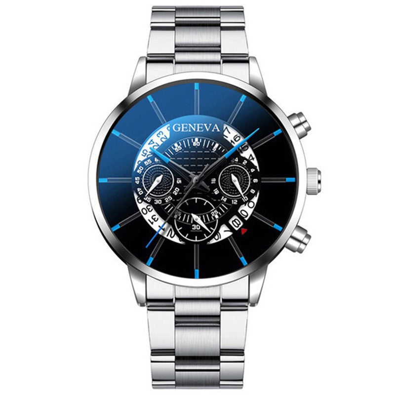 Foreign Trade Hot-Selling Business Fashion Three-Eye Calendar Men's Watch Steel Band Glass Quartz Watch Wholesale
