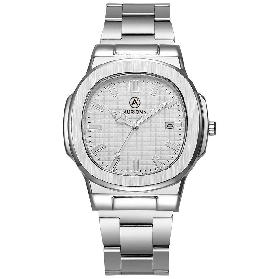 Cross-border New Square Men's Watch with Calendar Steel Band Men's Quartz Sports Watch