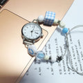 ins Simple and Cute Digital Watch DIY Blue Small Square Woven Watch for Girls, Chanel Style Bracelet Watch