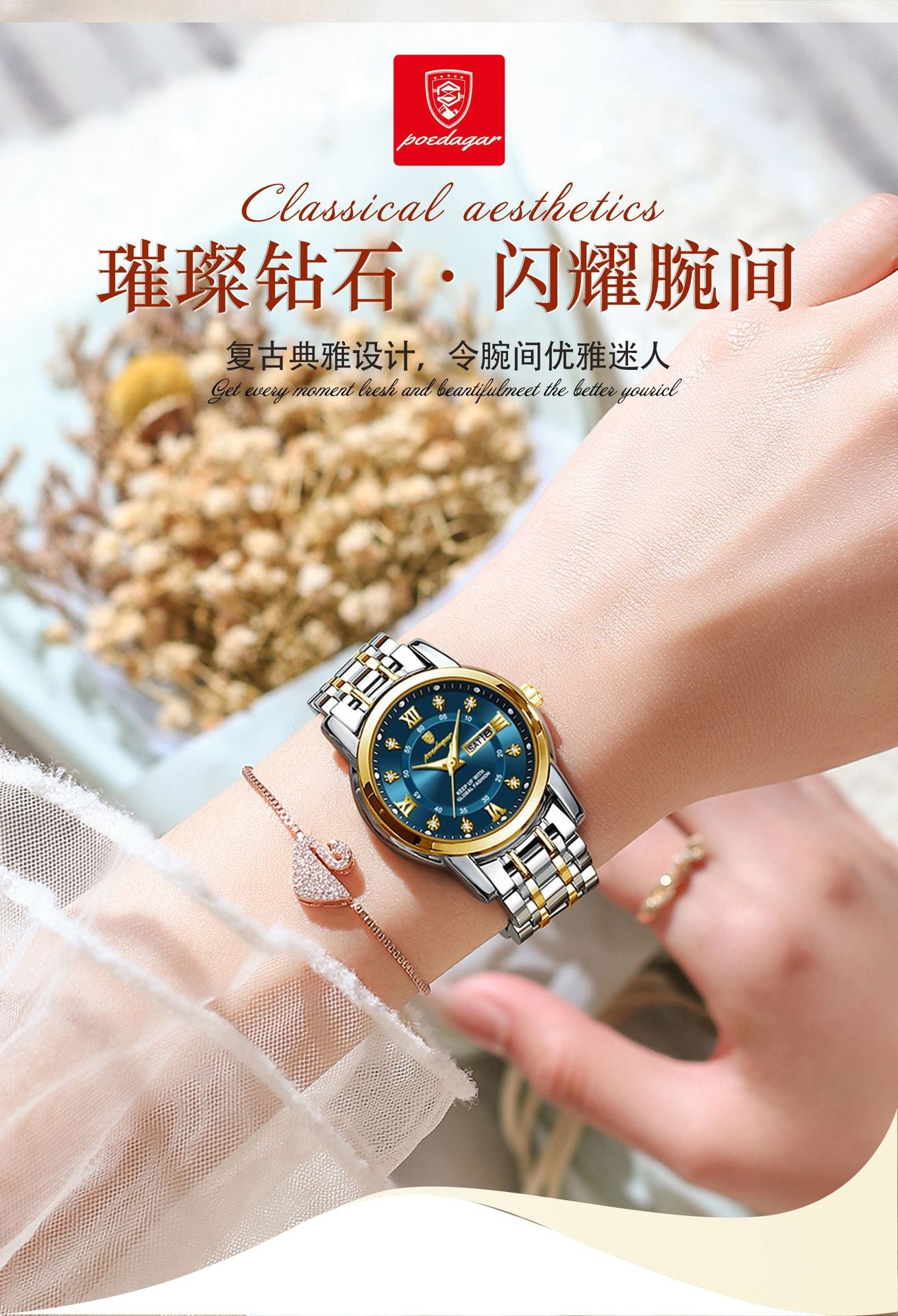 Swiss Brand Women's Watch New Waterproof Luminous Dual Calendar Wristwatch Female Live Export Hot Sale One Piece Dropshipping