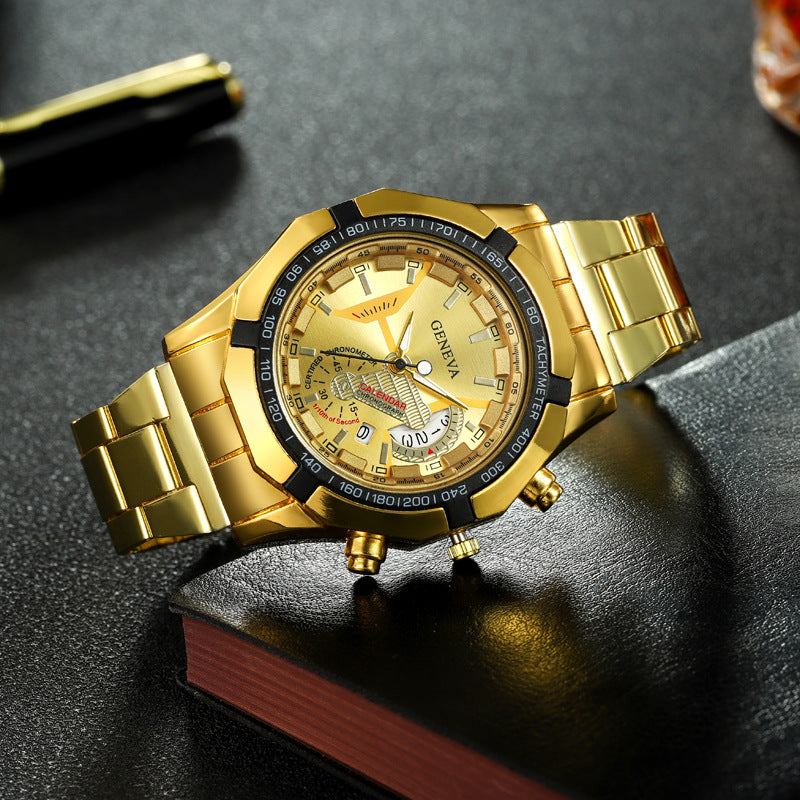 Cross-Border Hot-Selling Men's Watches Wholesale Men's Non-Mechanical Steel Band Business Multi-Functional Men's Watches High-End Feel