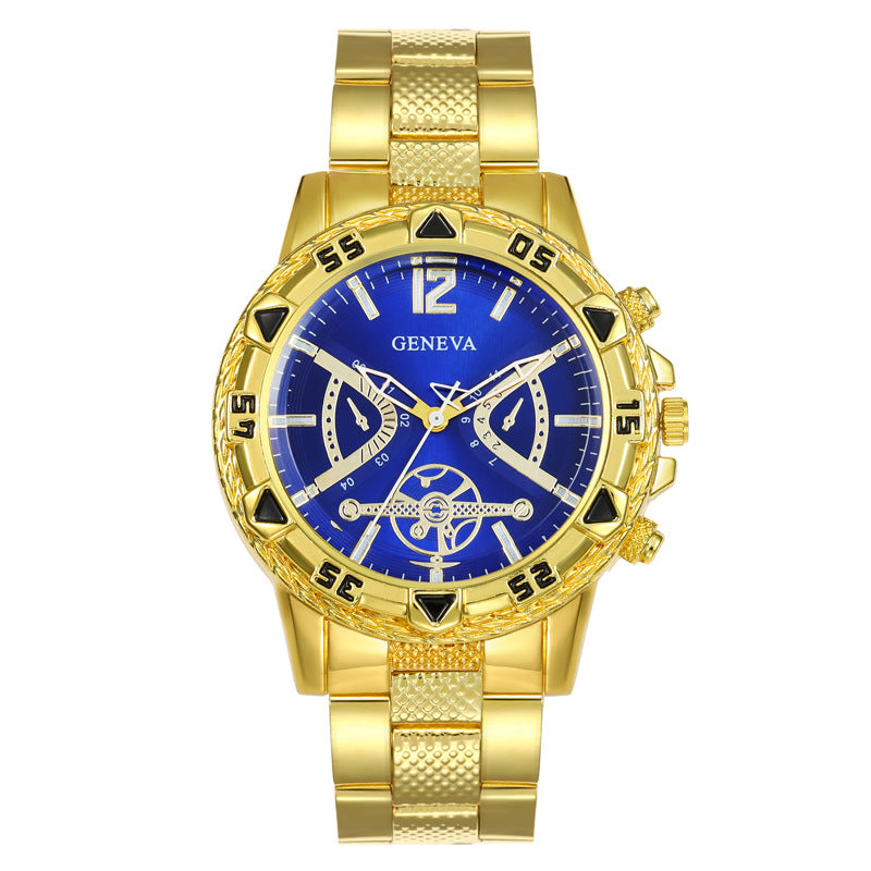 Southeast Asia Cross-Border Men's Watch Set Wholesale Steel Band Watch Men's Trendy Fashion Quartz Watch Men's Watch