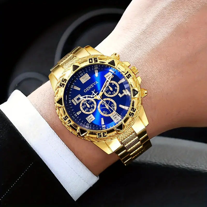 Cross-border Hot-Selling Men's Watches+Jewelry Set High-end Men's Business Watch Gift Four-piece Set Watch