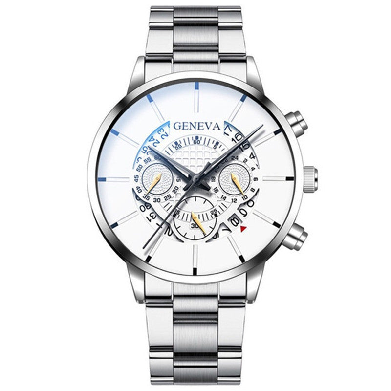 Foreign Trade Hot-Selling Business Fashion Three-Eye Calendar Men's Watch Steel Band Glass Quartz Watch Wholesale