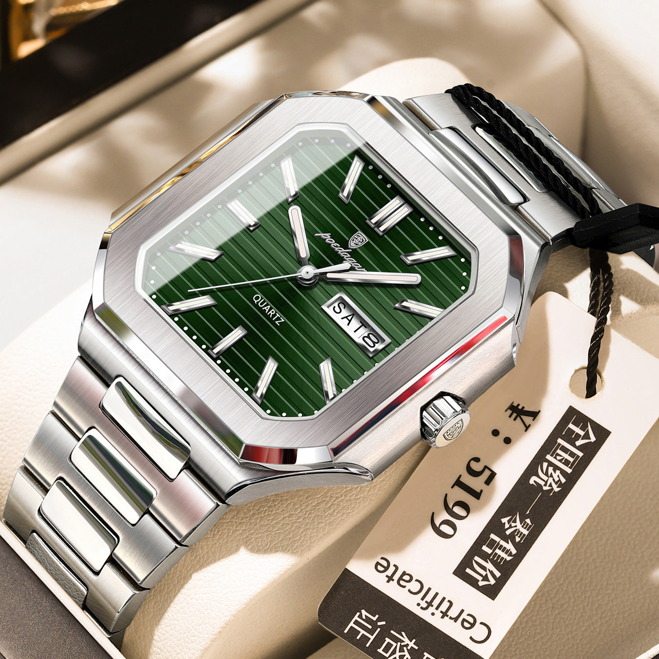 Swiss Brand Dual Calendar Watch for Men Waterproof Luminous Luxury Quartz Watch Live Streaming Foreign Trade Hot Item Dropshipping