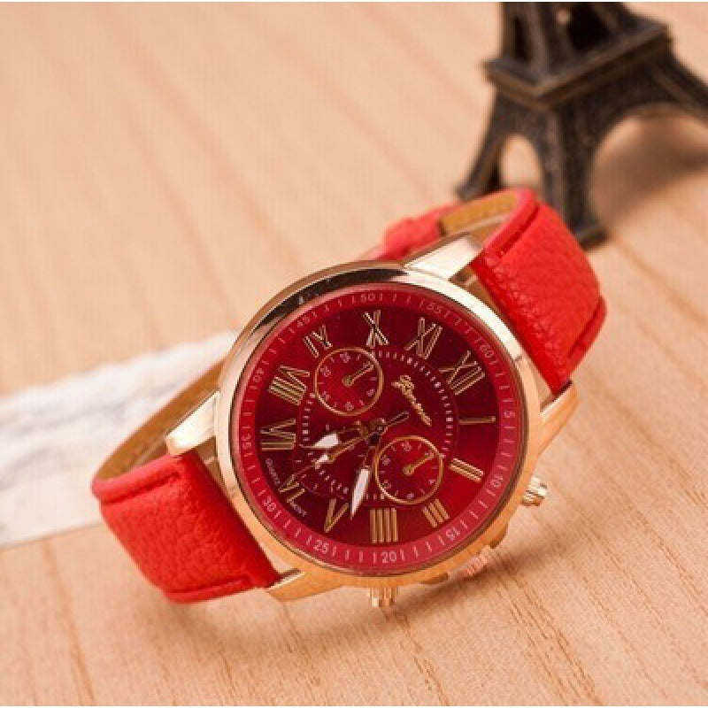 Cross-Border Hot-Selling Watches geneva Belt Women's Quartz Watch Classic Multi-Color Optional Women's Watch