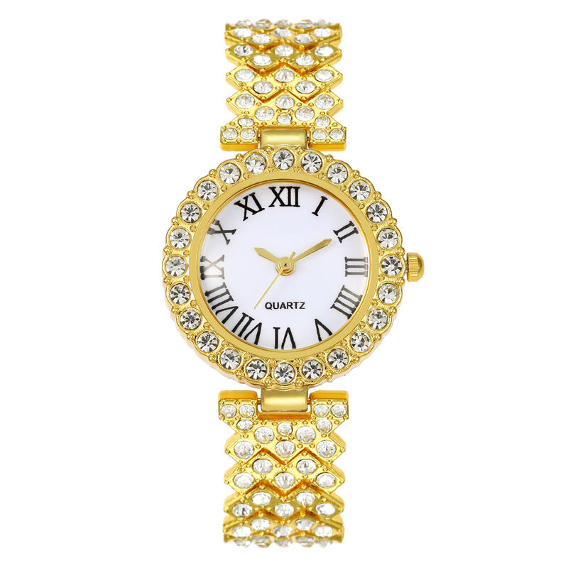 Cross-Border Hot-Selling Alloy Women's Bracelet Watch with Diamonds Trendy Decorative Watch Women's High-End Quartz Watch