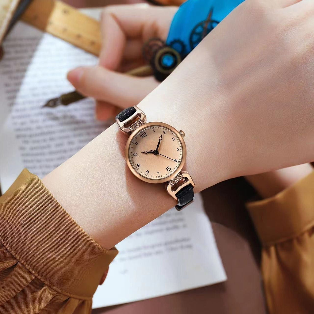 Retro Exam Watch for Women Students ins High-Value Light Luxury British Style Small Dial Women's Quartz Watch