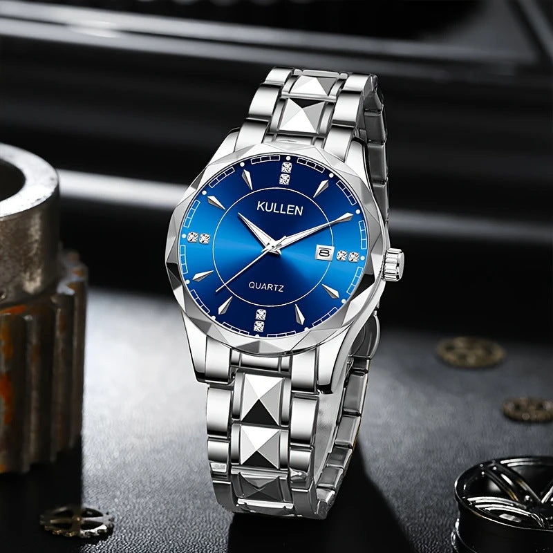 Cross-border Hot-Selling Men's Watch High-End Non-Mechanical Business Calendar Steel Band Watch High-End Men's Watch