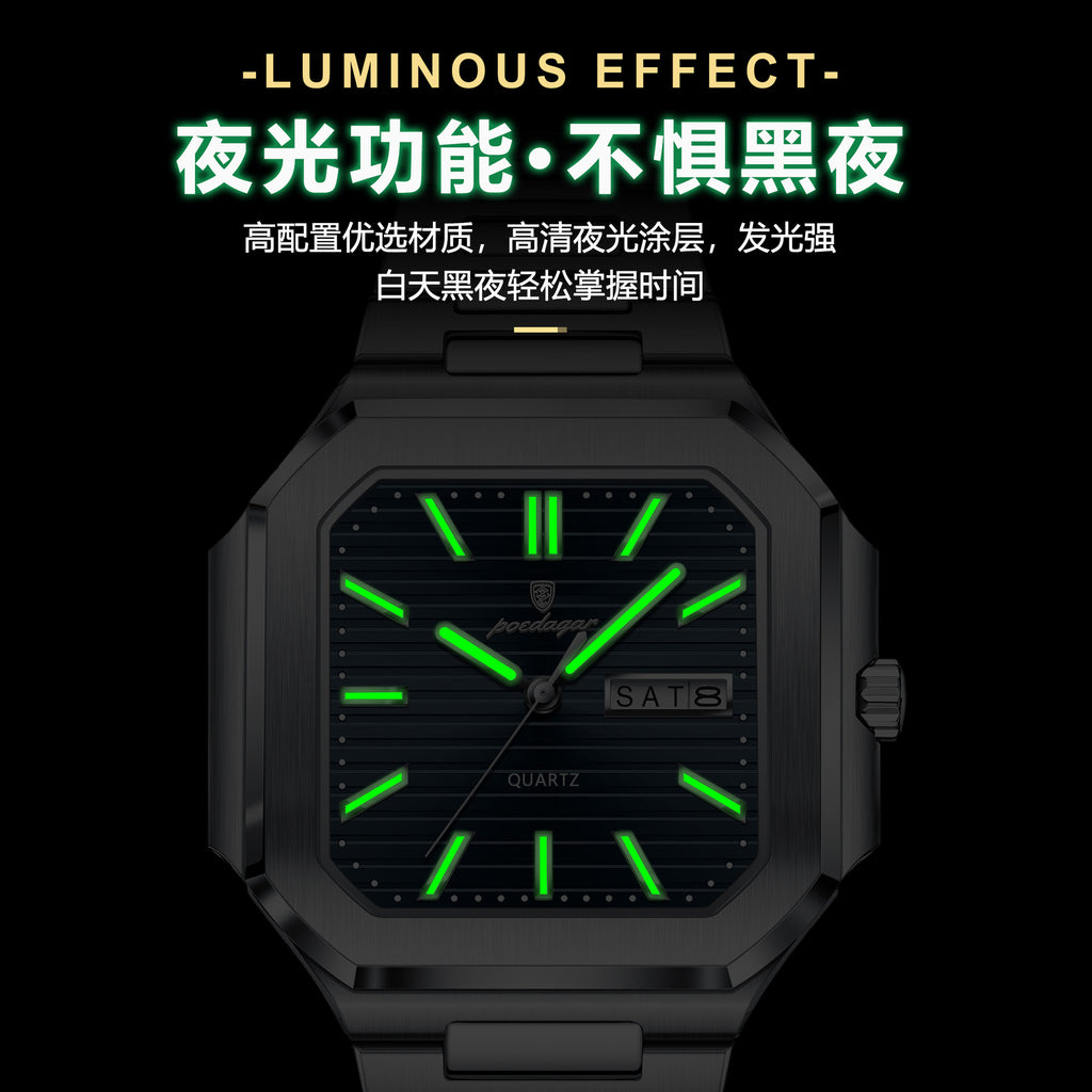 Swiss Brand Dual Calendar Watch for Men Waterproof Luminous Luxury Quartz Watch Live Streaming Foreign Trade Hot Item Dropshipping