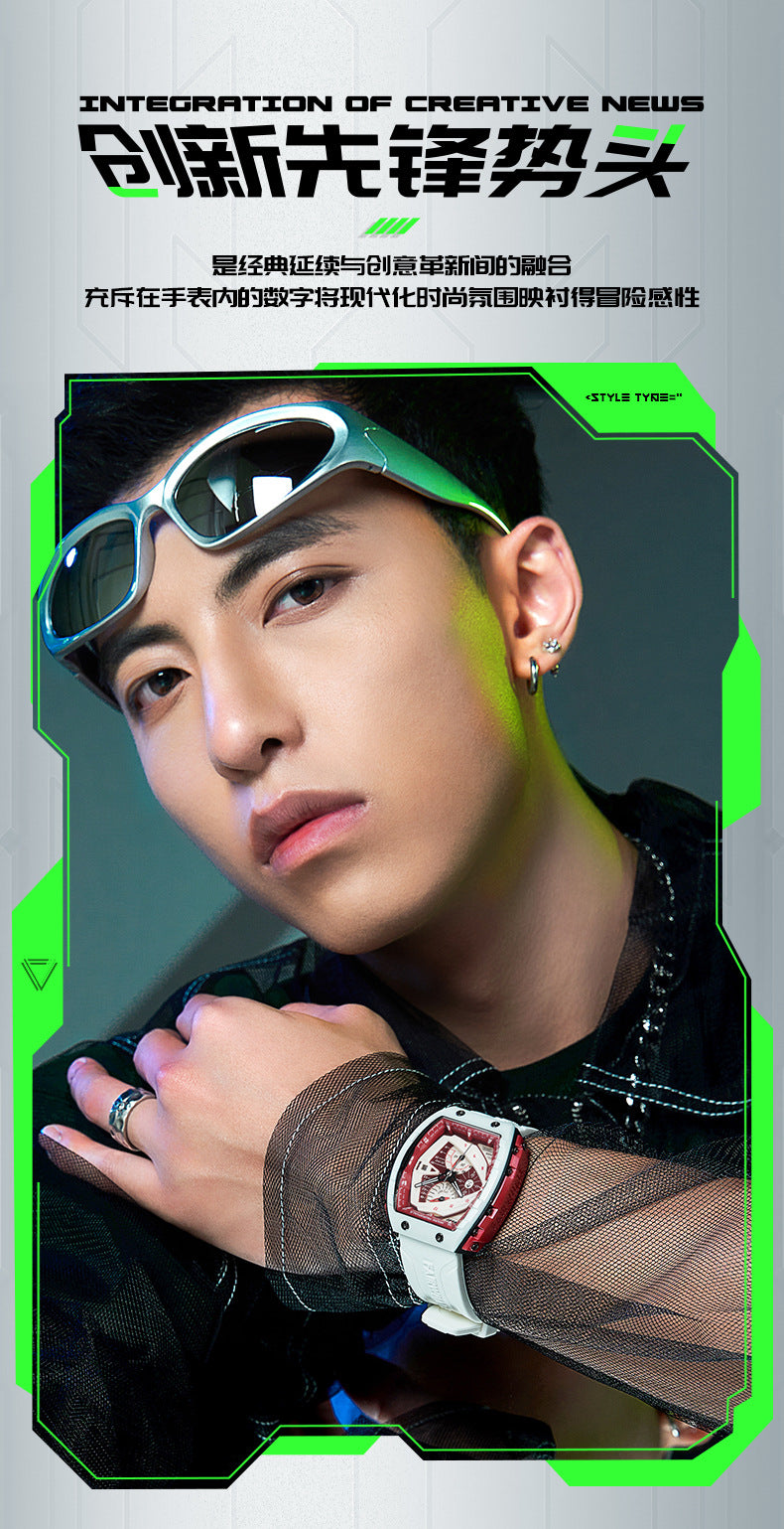 Mark Huafei Mark Fairwhale Brand Watch Men's Quartz Watch Multifunctional Barrel Shape Popular Watch