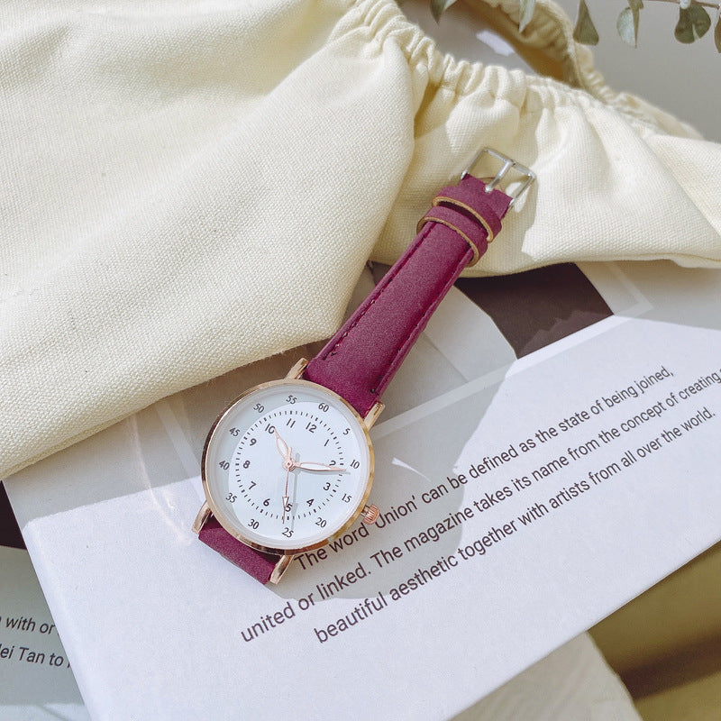 Cross-Border Hot-Selling Women's Fashion Simple Round Pointer High-End Versatile Fashion Watch Student Quartz Wristwatch