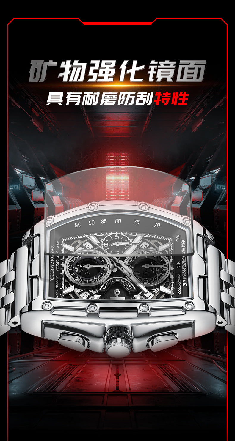 Mark Huafei Mark Fairwhale Brand multifunctional luminous chronograph skeleton hot-selling waterproof quartz watch