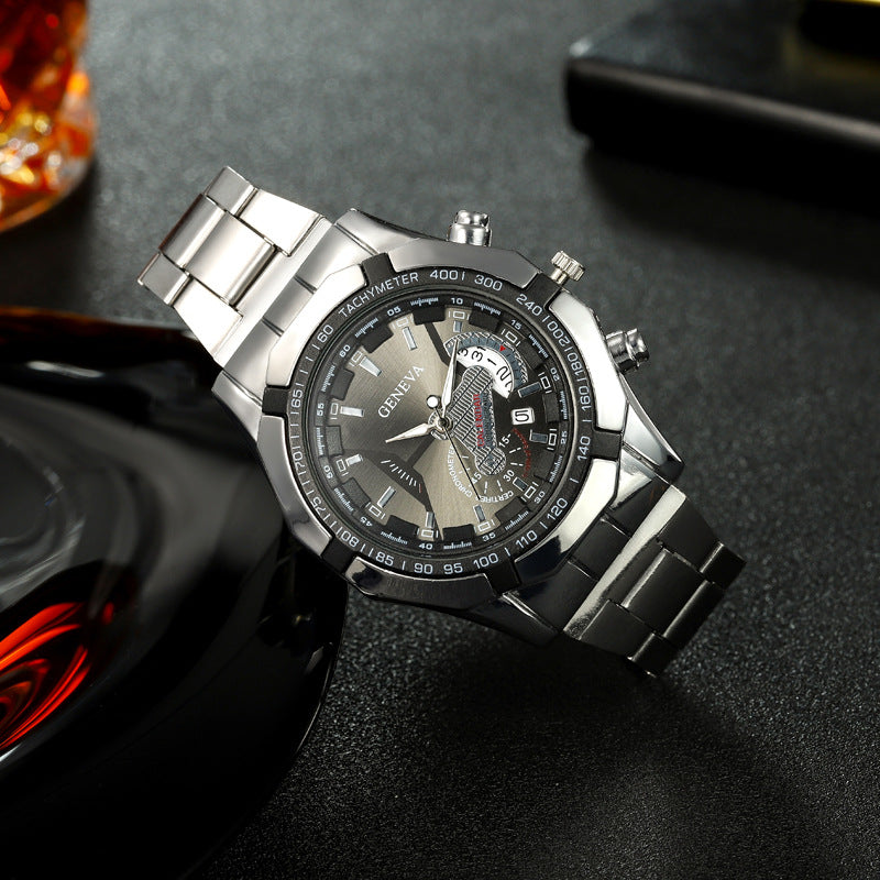 Cross-Border Hot-Selling Men's Watches Wholesale Men's Non-Mechanical Steel Band Business Multi-Functional Men's Watches High-End Feel