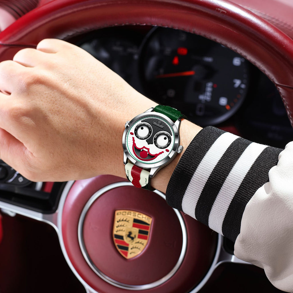 Swiss Brand Cross-Border Clown Men's Watch Fashion Waterproof Leather Strap Wristwatch Live Streaming Foreign Trade Hot Item One-Piece Dropshipping