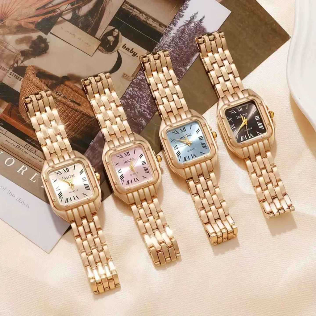 Cross-Border Hot-Selling Watch for Women, High-End Glass Quartz Watch, Fashionable Automatic Small Square Ladies' Watch