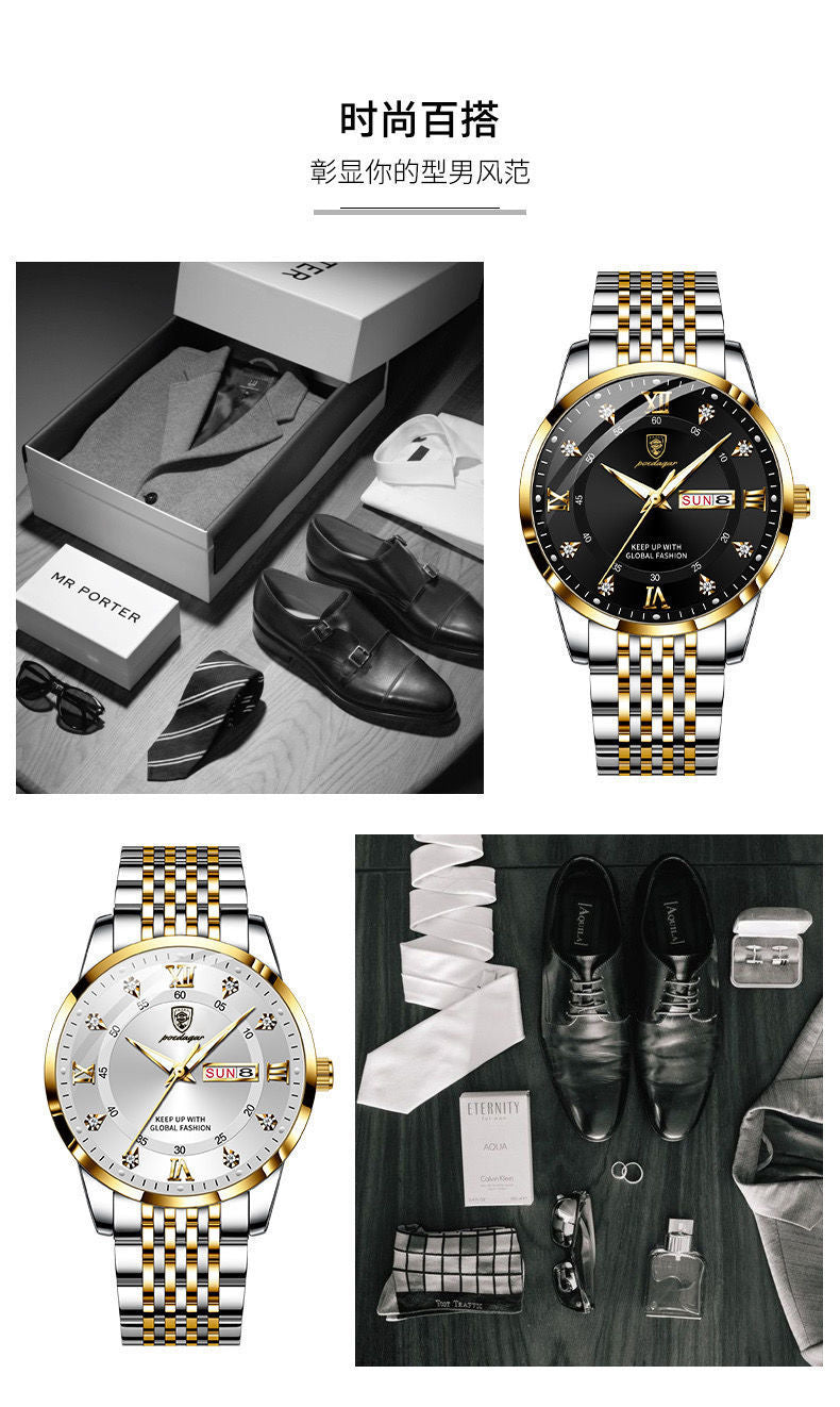 Bodaga New Men's Watch Waterproof Luminous Calendar Korean Version Quartz Wristwatch TikTok AliExpress One Piece Dropshipping