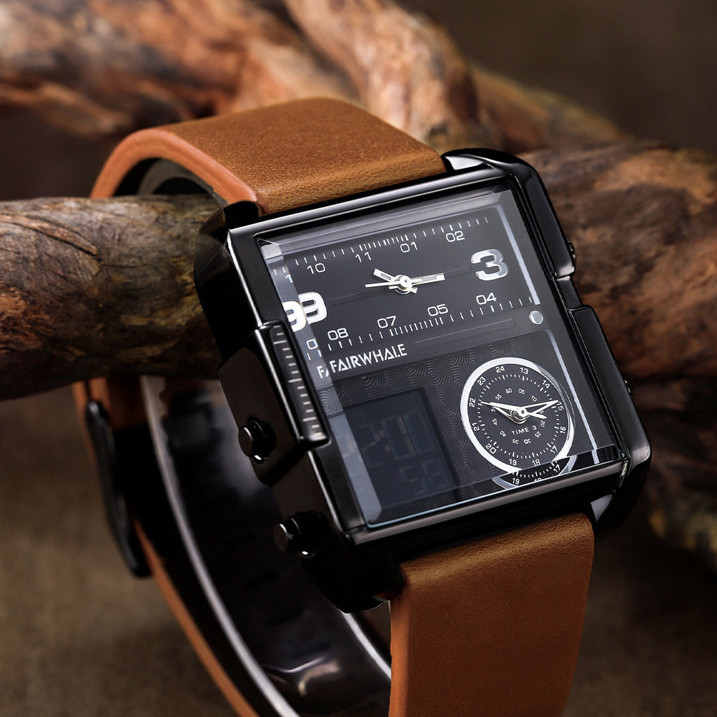 Mark Huafei Mark Fairwhale Watch Men's Square Large Dial Explosive Geometric Retro Electronic Watch