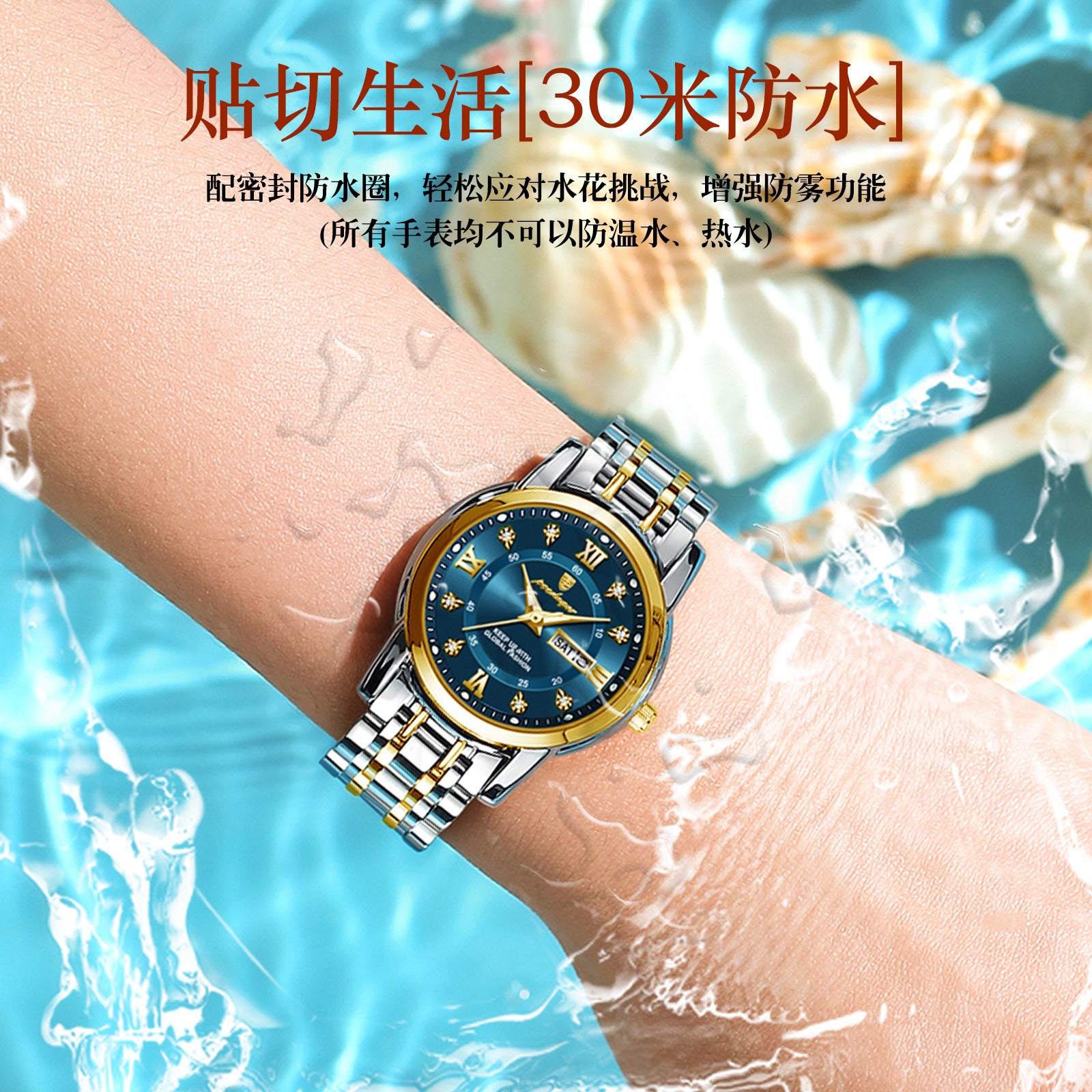 Swiss Brand Women's Watch New Waterproof Luminous Dual Calendar Wristwatch Female Live Export Hot Sale One Piece Dropshipping