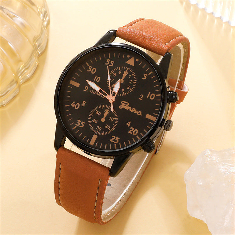 Foreign Trade Men's Watch High-End Hong Kong Style Fashion Wristwatch Fashion Versatile Quartz Watch High-End Watch Men's Watch Set