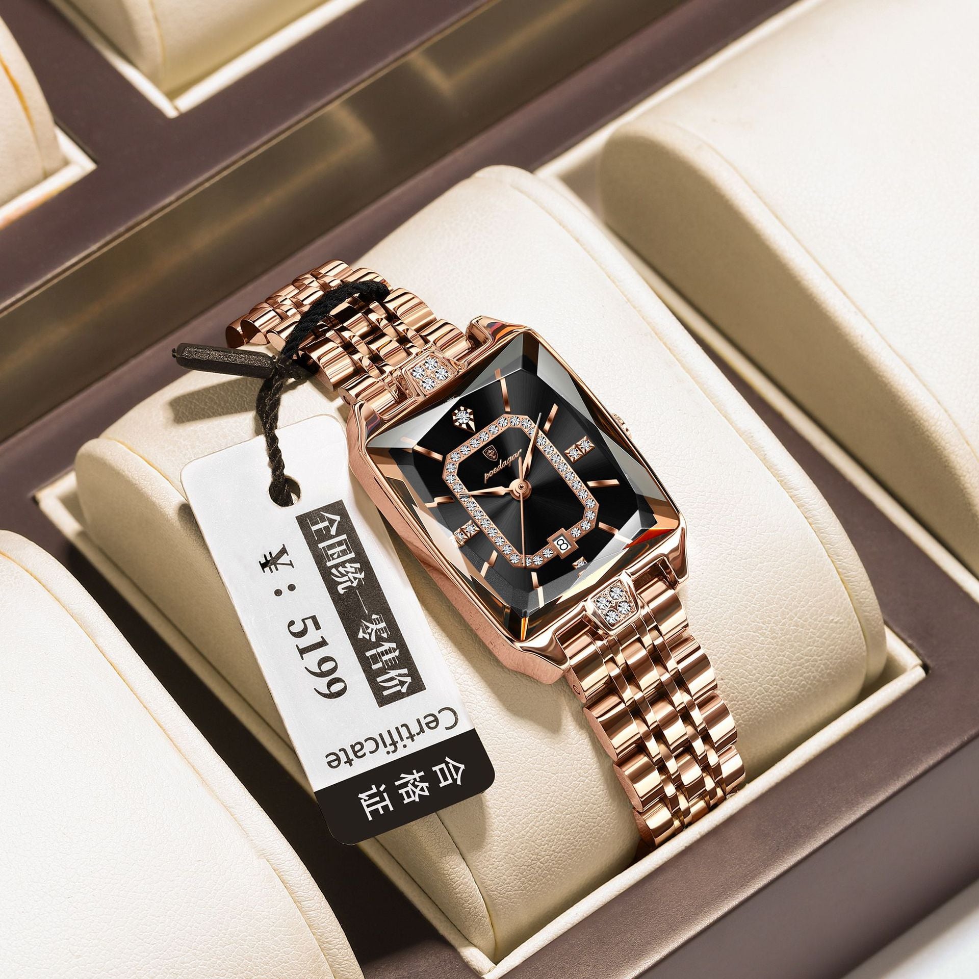 Swiss Brand Square Women's Watch New Luxury Waterproof Fashion Wristwatch Live Streaming Foreign Trade Hot Item Dropshipping