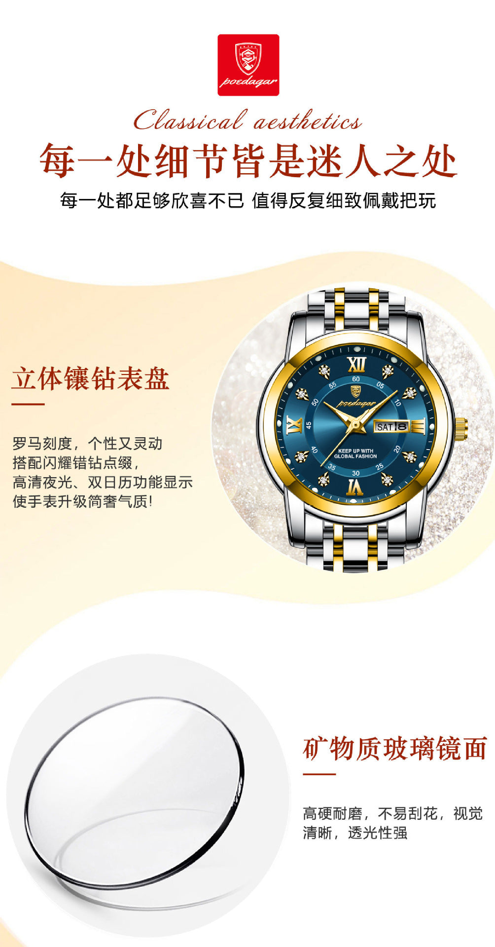 Swiss Brand Women's Watch New Waterproof Luminous Dual Calendar Wristwatch Female Live Export Hot Sale One Piece Dropshipping