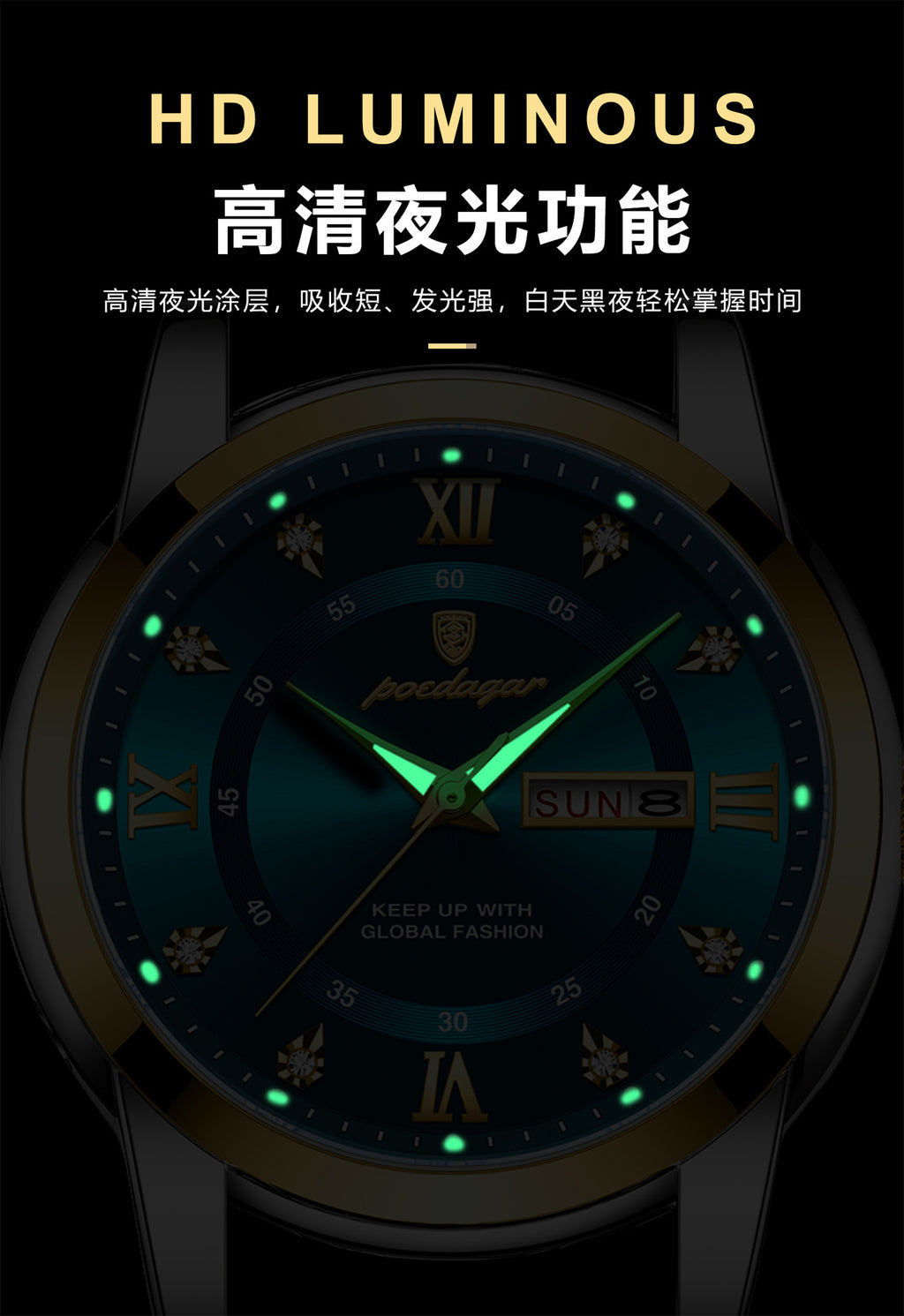 Swiss Brand Waterproof New Men's Watch Dual Calendar Luminous Quartz Watch Live Export Hot Item Dropshipping