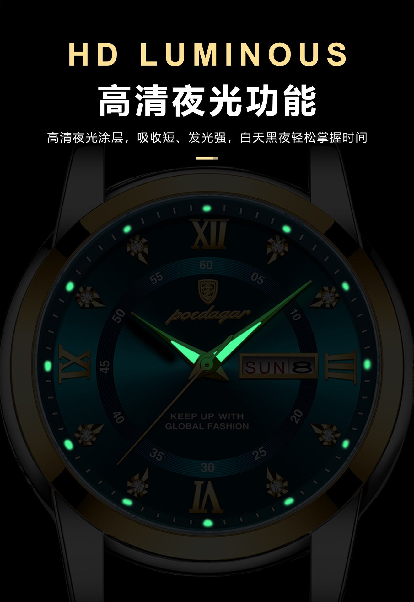 Swiss Brand Waterproof New Men's Watch Dual Calendar Luminous Quartz Watch Live Export Hot Item Dropshipping