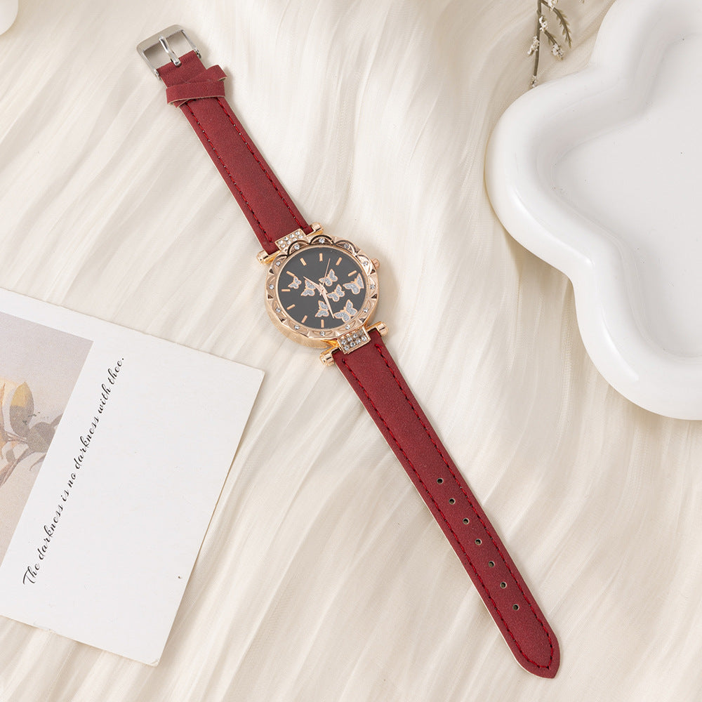 New TikTok Hot-Selling Women's Watch Fashionable and Unique Simple Wristwatch Butterfly Digital Belt Watch Wholesale