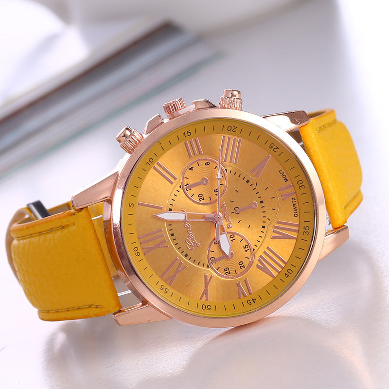 Cross-Border Hot-Selling Watches geneva Belt Women's Quartz Watch Classic Multi-Color Optional Women's Watch