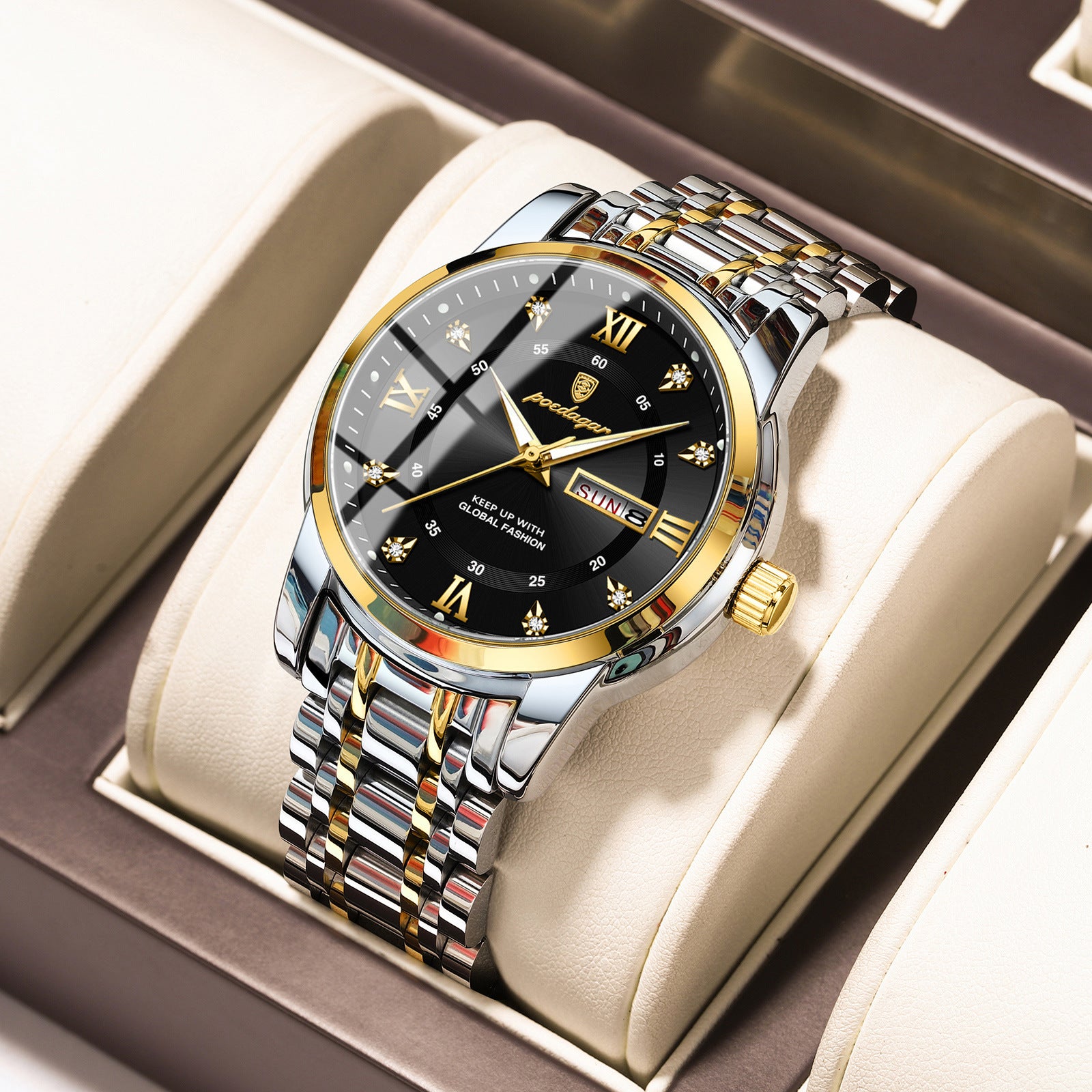 Swiss Brand Waterproof New Men's Watch Dual Calendar Luminous Quartz Watch Live Export Hot Item Dropshipping