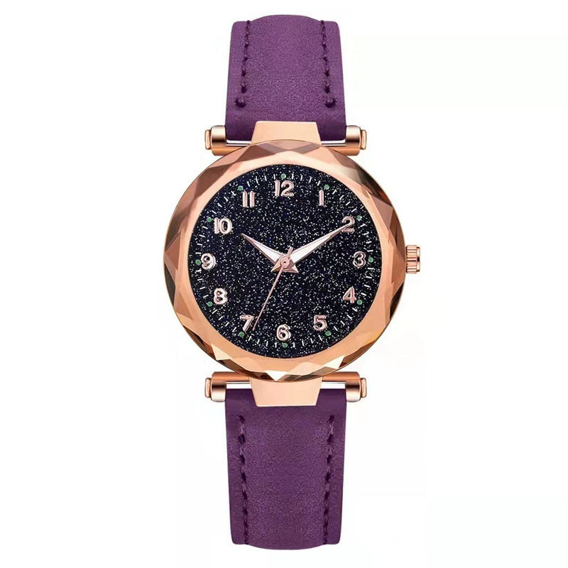 Casual Matte Digital Belt Women's Watch Starry Sky Luminous Girl's Watch Plastic Case Quartz Watch Manufacturer Wholesale