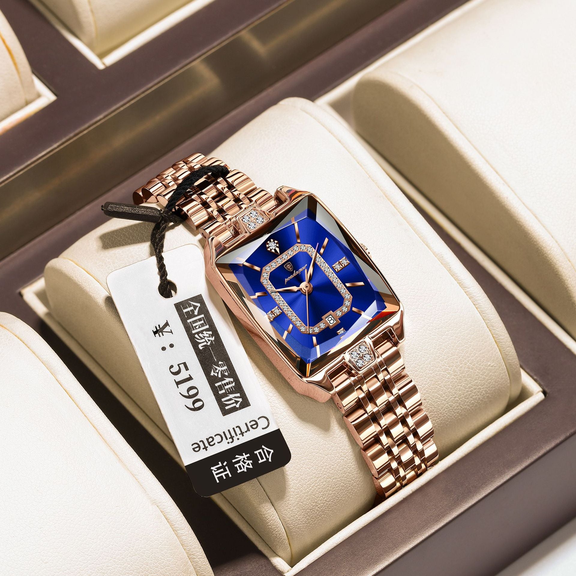 Swiss Brand Square Women's Watch New Luxury Waterproof Fashion Wristwatch Live Streaming Foreign Trade Hot Item Dropshipping